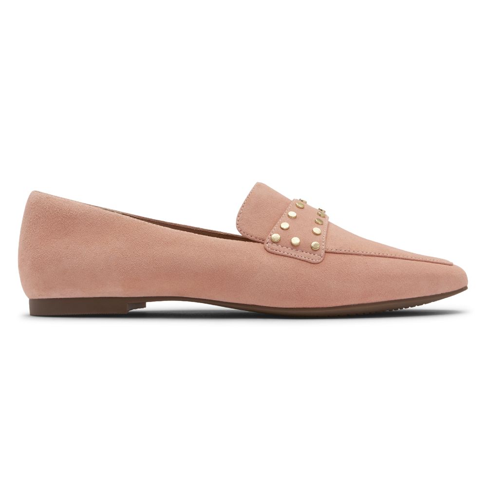 Rockport Women's Total Motion Laylani Studded Loafers - Pink - USA (2836RNCXJ)